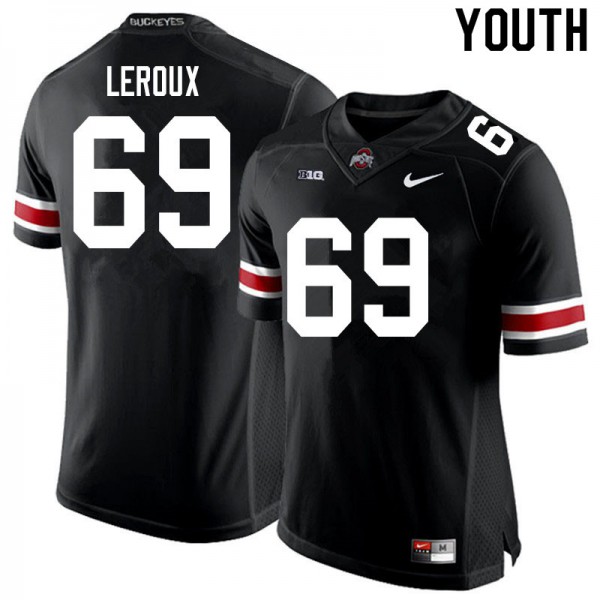 Ohio State Buckeyes #69 Trey Leroux Youth Stitch Jersey Black